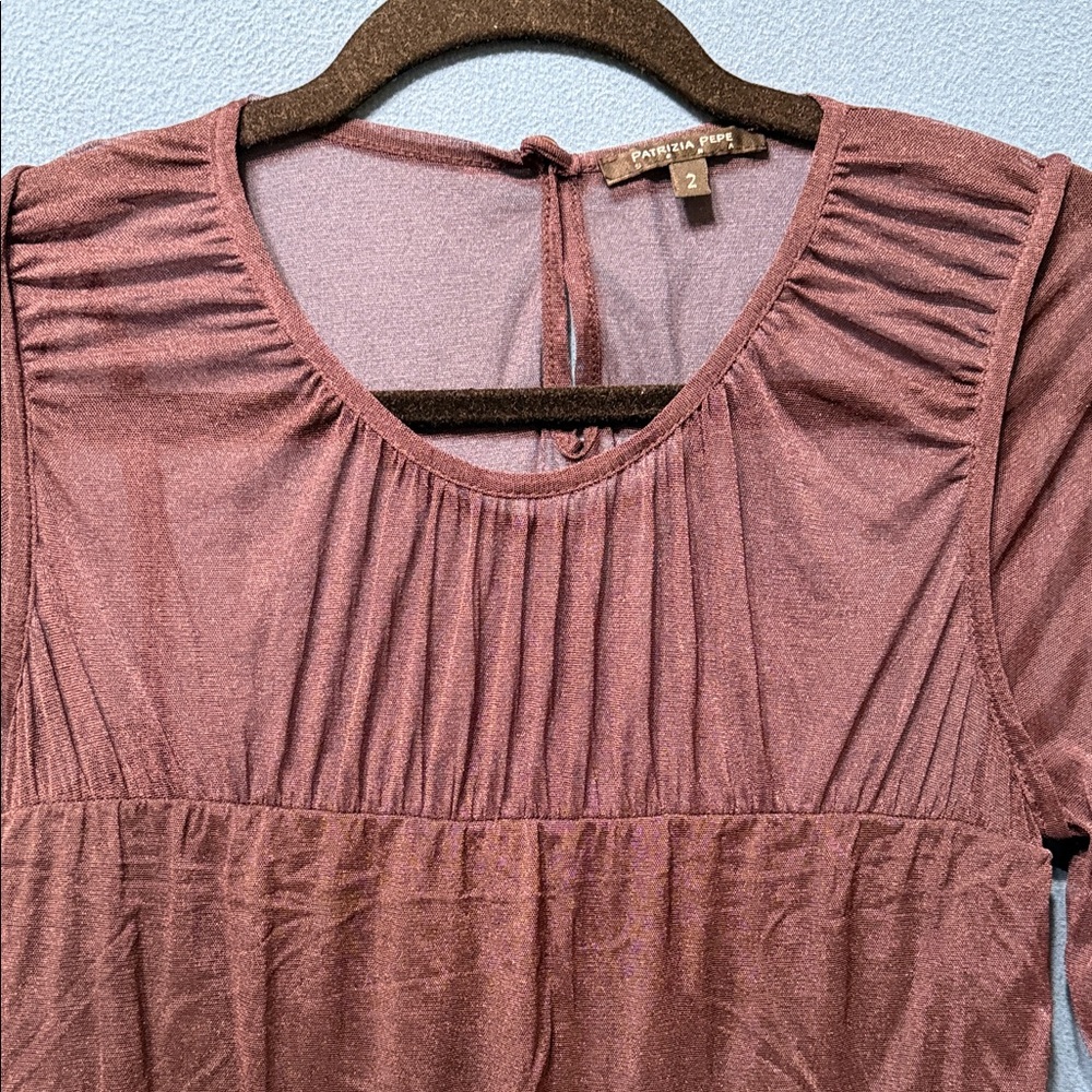 Long-Sleeve Purple See through Women's Top by Patrizia Pepe Italy Size 2 - Picture 4 of 16